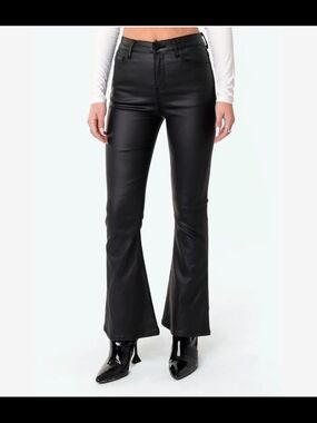 Edikted Black Faux Leather Flared Pants